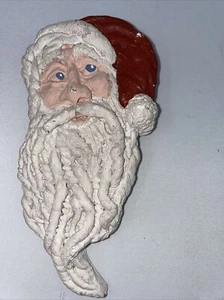 Adorno de Navidad Vintage Madera de Pacana Santa Claus Tallada Cara Pintado a Mano - Imagen 1 de 4