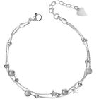 2pcs Double Layered Silver Anklets for - Adjustable Chain Ankle