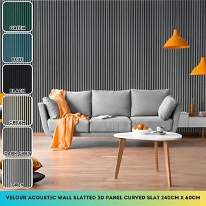 Velour Acoustic Wall Slatted 3D Panel Curved Slat - Picture 1 of 20
