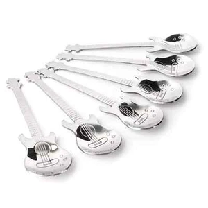 6 Pcs Stainless Steel Guitar Spoon Set for Stirring Mixing Coffee Tea Spoon - Picture 1 of 7