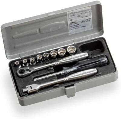 TONE 1/4" Socket Wrench Set 6.35mm Hand Tool 11 Set 1850M Silver w/ Tracking NEW - Image 1 of 2