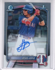 Jesus Lopez 2025 Bowman Chrome 1st Auto #CPA-JLO Texas Rangers - Picture 1 of 2