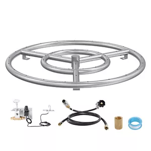 VEVOR 18 inch Round Drop-in Fire Pit Pan Stainless Steel Fire Pit Burner Kit - Picture 1 of 12