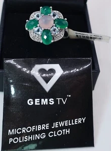 New w Tag Gems TV SZ. 7 Sterling Silver Multi Gemstone Green Pink Pale Blue Ring - Picture 1 of 9