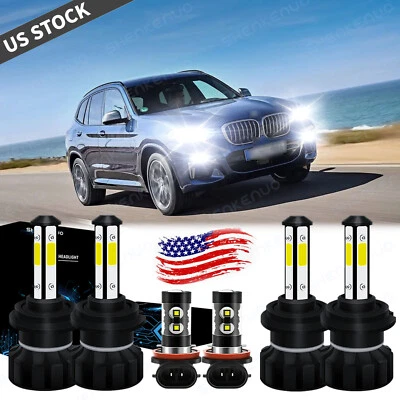 Kit combinado de faros LED altos/bajos + faros antiniebla 6000 k para BMW X3 2004 2005-2014 Foto 1 de 4