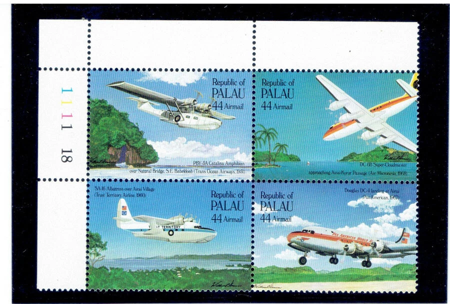 PALAU 1985 Trans - Pacific Airmail (Block of 4) CV $3.75 - Image 1 of 1