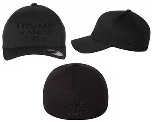 Trump Vance 2024 Blackout Flex Fit Embroidered Hat MAGA Save America Trump 2024 - Picture 1 of 3