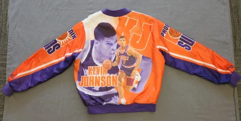 VERY RARE Vintage 80s Kevin Johnson Suns Chalk Line Fanimation Large Jacket Cover
