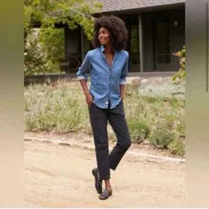 Frank & Eileen schwarz Vintage Wash Blackstone roher Saum Chino Hose Größe 10 - Bild 1 von 5