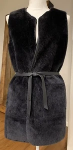 LORO PIANA Reversible Fur Leather Belted Coat Jacket Vest Small NWOT RARE! - Picture 1 of 10