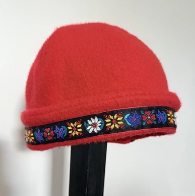 Sombrero de esquí vintage Obermeyer ROJO Fair Isle polar hecho en EE. UU. talla única ajustable Foto 1 de 4