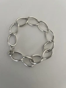 Ciondolo bracciale grosso maglia grande argento sterling vintage - Foto 1 di 6
