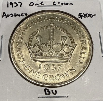 1937 One Crown Australia One Crown George VI Silver Coin - BU Uncirculated - Image 1 of 4