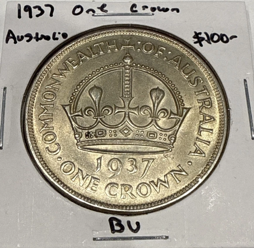 1937 One Crown Australia One Crown George VI Silver Coin - BU Uncirculated - Image 1 of 4