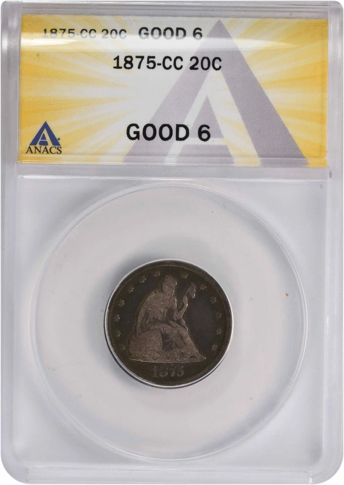 1875-CC Twenty Cent Silver Piece G06 ANACS - Image 1 of 2