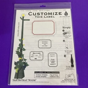 Etiquetas para botellas de cerveza de vino 4th & Vine B242A6 pequeñas bisel rojo 8 hojas/64 extraíbles - Imagen 1 de 6