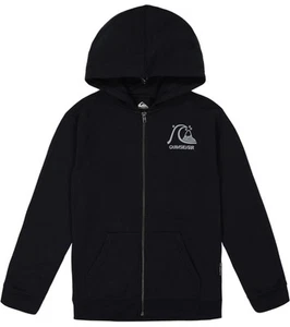 NWT Quiksilver Boys' Full-Zip Hoodie Sweatshirt with Front Pockets BLACK SMALL 8 - Picture 1 of 8