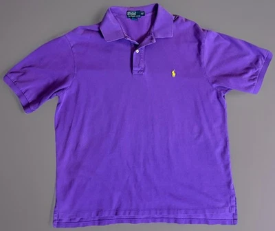 Polo Ralph Lauren 2XLT Tall Purple Piqué Polo Shirt Yellow Pony 100% Cotton - Image 1 of 4