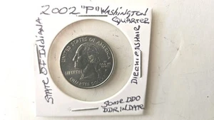 2002 'P' Washington QUARTER STate Of INDIANA Errors DIE CHIP IN HAIR DDO DDR IN - Picture 1 of 2