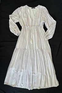 Pochi Maxi Abito Moda a Livelli Grande Tribale Righe Manica Lunga Boho Coastal Cowgirl - Foto 1 di 23