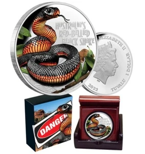Moneda de plata de prueba Perth 2022 mortal y peligrosa serpiente negra de vientre rojo 1 oz como nueva - Imagen 1 de 7