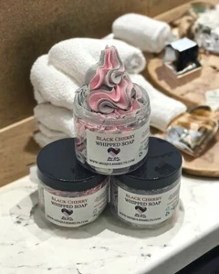 Black Cherry Whipped Soap Scrub, Shaving, Body Wash, Hand Made 200ml tub - Picture 1 of 1