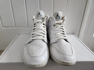 Air Jordan 1 Mid Sneaker Snakeskin Triple White Leather UK 6,5 EU 40,5 RARE - Bild 1 von 11