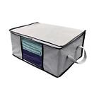 Folding Underbed Storage Bag Grey Compact Breathable Fabric Clear Front 56cm