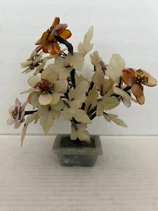Bonsai Vintage Medio Cinese Giada Quarzo Pietra Vetro 9" - Foto 1 di 8