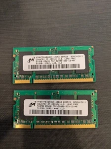2x 512mb 2rx16 pc2-3200s-333-12-a0 ram micron technology rare - Picture 1 of 1