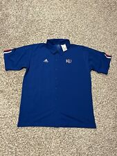 Kansas Jayhawks adidas Game Mode Polo Shirt Mens Large L Blue EC2739