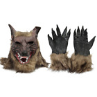 Masque tête de loup animal masque d'Halloween accessoires horreur cosplay costume fête gants
