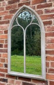 Garden Mirror / Interior Church Window Stone Effect Wrought Iron - 112cm x 61cm