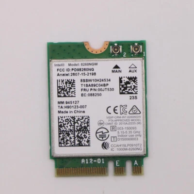 00JT530 For Lenovo Intel Dual Band Wireless-AC 8260 8260NGW BT NGFF 70224-001 - Image 1 of 2
