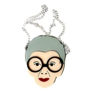 IRIS APFEL NECKLACE 3.5" Lg Acrylic Pendant Pop Art Advanced Fashion Style Icon - Picture 1 of 4