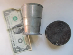 Very Rare Civil War Folding / Collapsible Pewter Drinking Cup & Case, 6th Maine - Picture 1 of 14