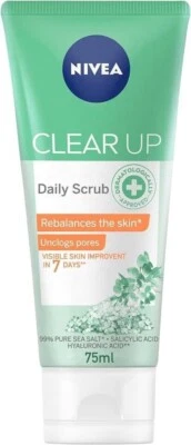 New Nivea Face Daily Scrub Clear Up Sea Salt 75ml | Free Shipping Worldwide - Image 1 of 4