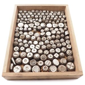 Lot (164) antique 1920s Czech button jewelry making impression dies master hubs