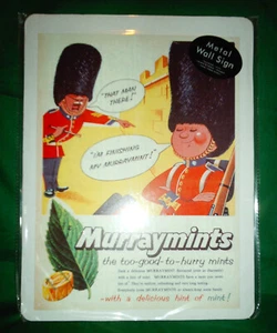 Murray Mints Large Retro Metal/Tin Advertising Sign 1950s Guardsman Advert New - Picture 1 of 1