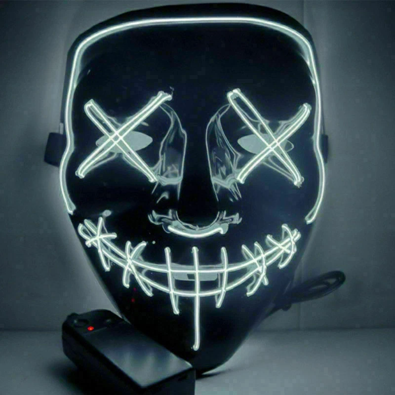 Halloween Scary Mask Cosplay Led Costume Mask EL Wire Light up Halloween Party - Image 1 of 4