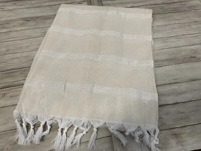 My Hamam Turkish Towel Cotton Bath Beach Hammam Peshtemal Sauna Beige Stripe N11 - Image 1 of 3