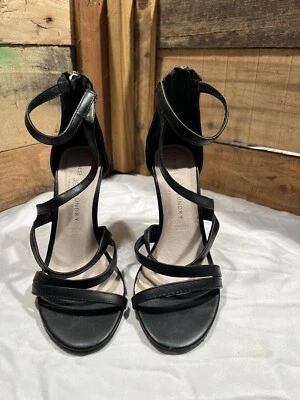 Chinese Laundry Heels 7 Sling Back Crossover Black Open Toe - Image 1 of 4