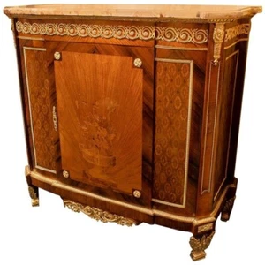 Antique French Louis XVI Style Mahogany Bronze-Mounted Side Cabinet - Picture 1 of 10