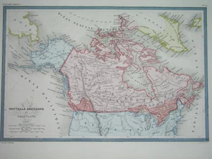 1878 NICE ORIGINAL MAP CANADA MONTREAL TORONTO GREAT LAKES ALASKA GREENLAND - Picture 1 of 7