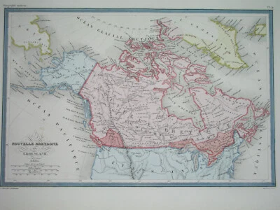 1878 BOM MAPA ORIGINAL CANADÁ MONTREAL TORONTO GRANDES LAGOS ALASCA GROENLÂNDIA - Imagem 1 de 4