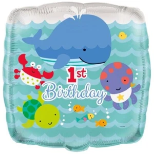 Under the Sea 1st birthday balloon and banner set - whale turtle octopus crab - Picture 1 of 3