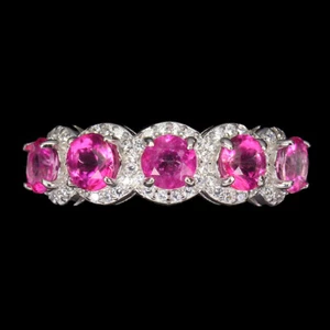 Surface Coated Round Pink Topaz 5mm Simulated Cz 925 Sterling Silver Ring Size 6 - Picture 1 of 10