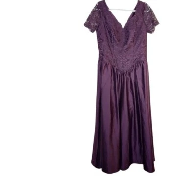 Vintage Alfred Angelo Womens Foraml Occasion Midi Dress Purple Satin Lace JR 13 - Image 1 of 4