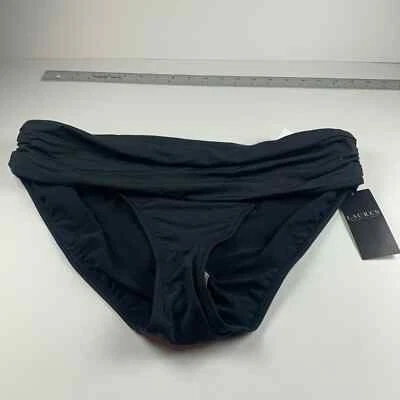 Lauren Ralph Lauren Women's Wide Shirred Hipster Swimsuit Bottom BLK Size 14 NWT - Image 1 of 4