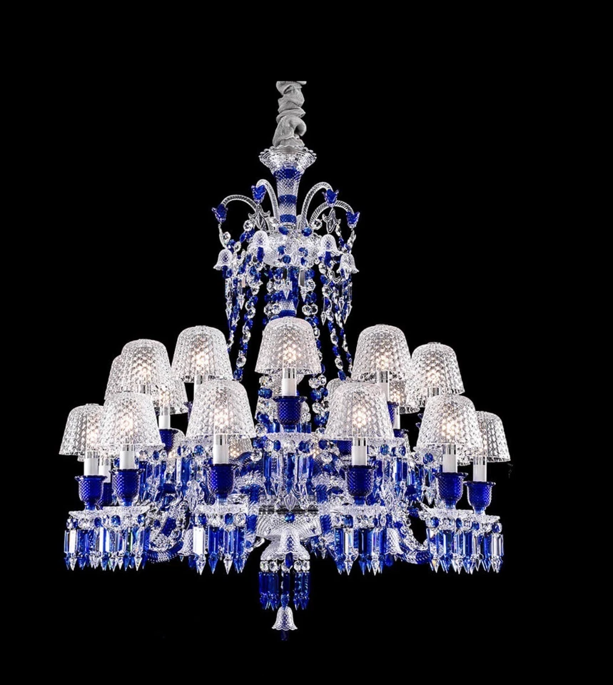 Araña Cristal Azul 24 Luces Alta Calidad 24PB Cristales de Plomo Foto 1 de 1